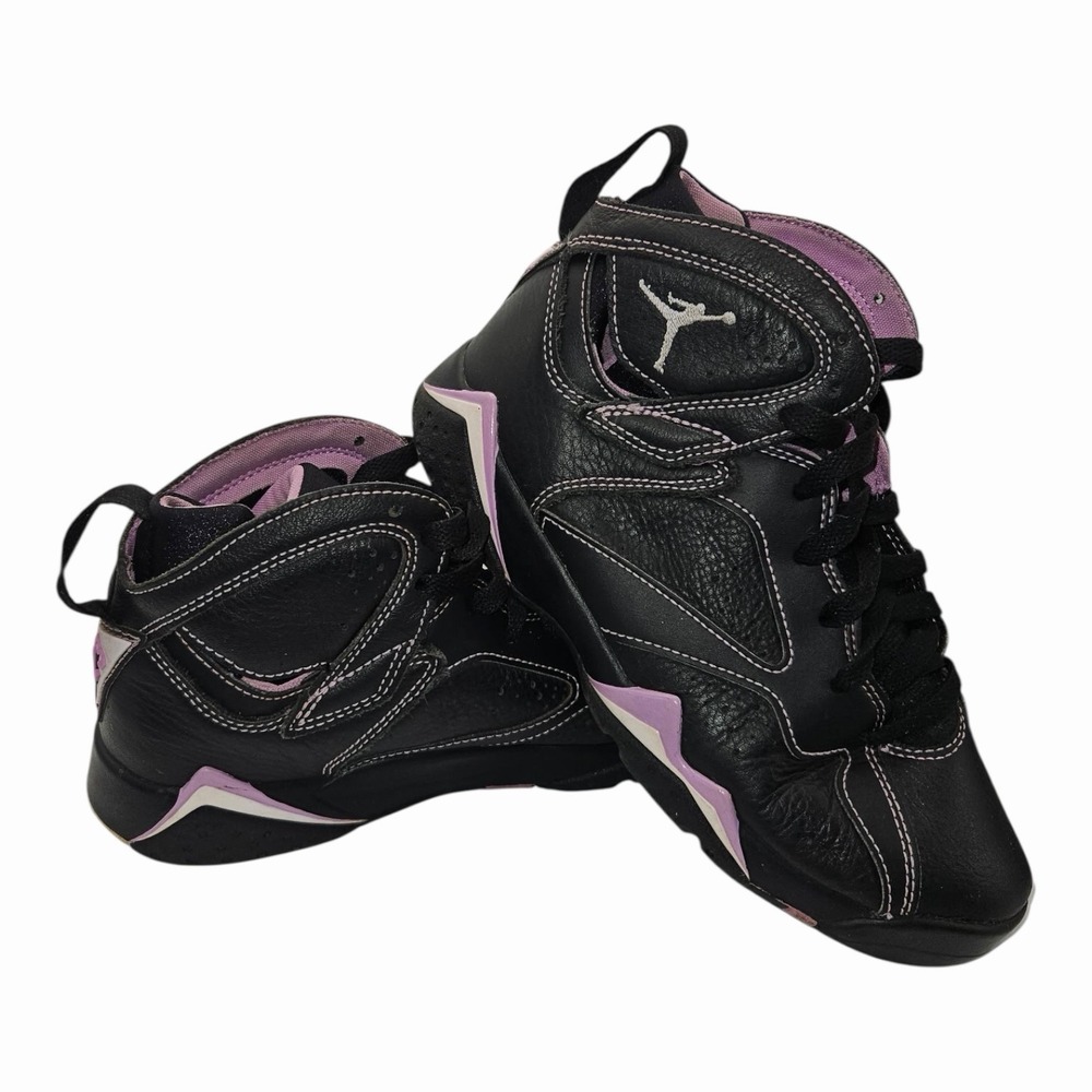 Air Jordan Black Purple Sneaker Leather High Top Shoe Basketball Athletic 5Y